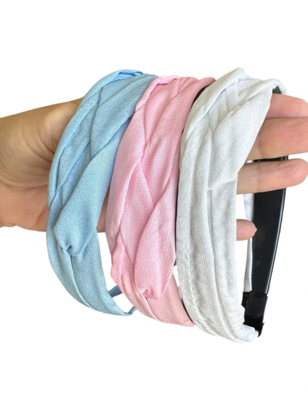 Satin Headband Set of 3 Plastic Base w/ Combs for Hold NWT Spring Colors 3/$15✨